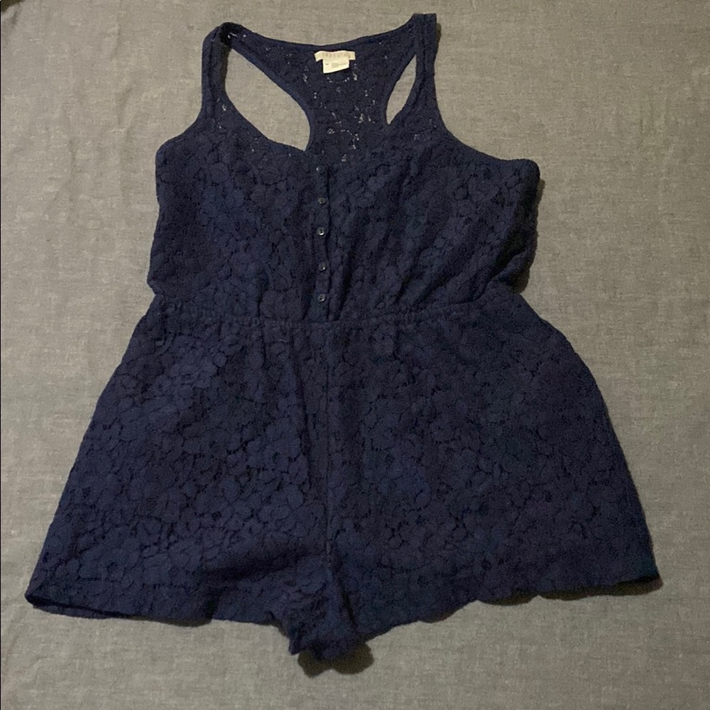 Navy Lace Romper
